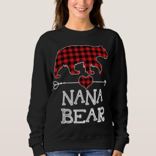 Nana Bear Shirt, Red Buffalo Plaid Nana Bear Pajam Sweatshirt