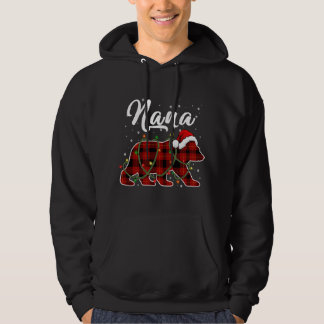 Nana Bear Xmas Red Plaid Matching Family Christmas Hoodie