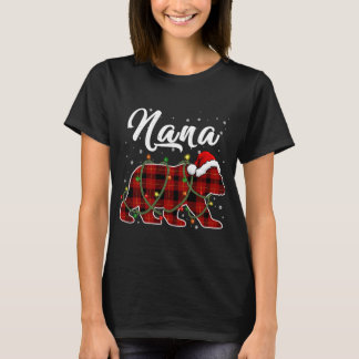 Nana Bear Xmas Red Plaid Matching Family Christmas T-Shirt