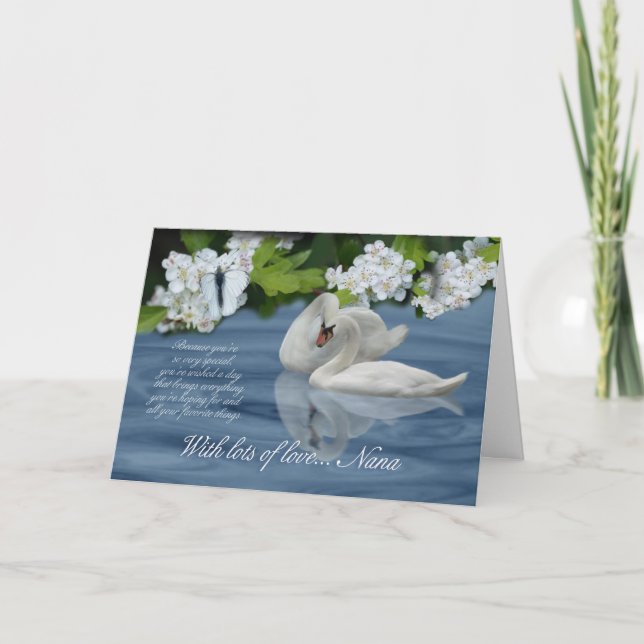 Nana Birthday Card - Swans (Front)