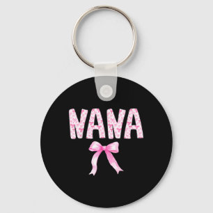 Nana Birthday Squad Matching Coquette Bow Family Key Ring