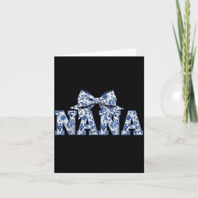 Nana- Blue White Chinoiserie Floral - Grandma  Card (Front)