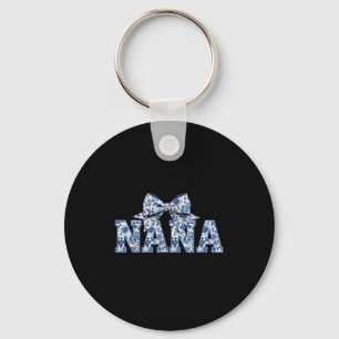 Nana- Blue White Chinoiserie Floral - Grandma Key Ring