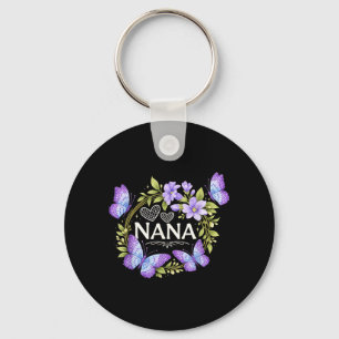 Nana Butterfly Floral Proud Nana Love Key Ring
