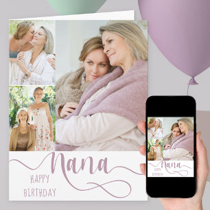 Nana Calligraphy 3 Photo Happy Birthday Card