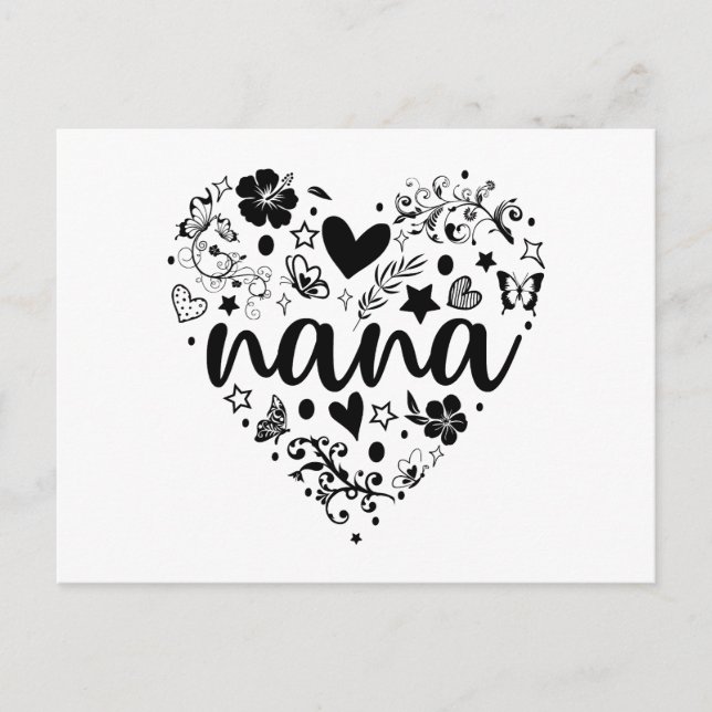 Nana Cards, Nana Heart Cards, Nana Card, Grandma Postcard (Front)
