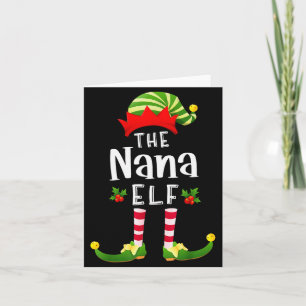 Nana Christmas Elf Matching Pajama X-mas Party Card