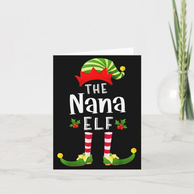 Nana Christmas Elf Matching Pajama X-mas Party  Card (Front)