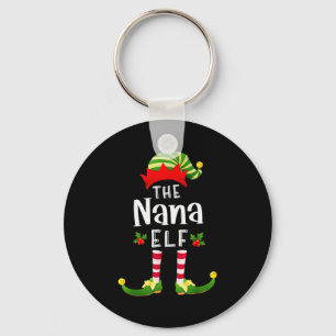 Nana Christmas Elf Matching Pajama X-mas Party Key Ring