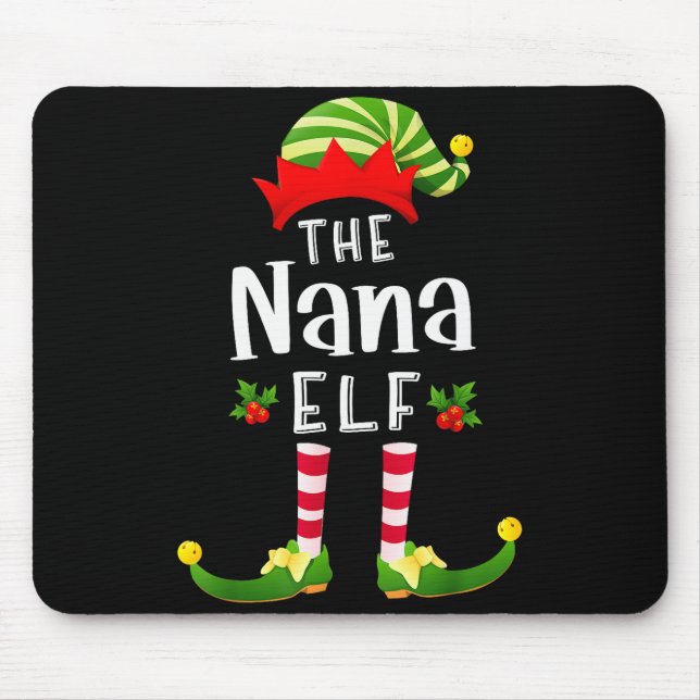 Nana Christmas Elf Matching Pajama X-mas Party  Mouse Mat (Front)