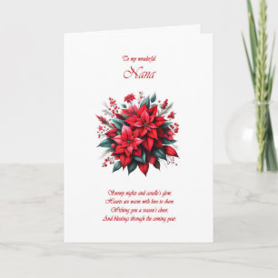 Nana Christmas Poinsettias  Holiday Card
