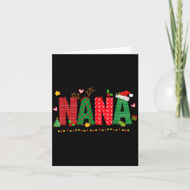 Nana Claus Christmas Lights Pajama Family Matching Card (Front)