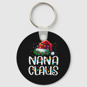 Nana Claus Christmas Lights Pajama Family Matching Key Ring