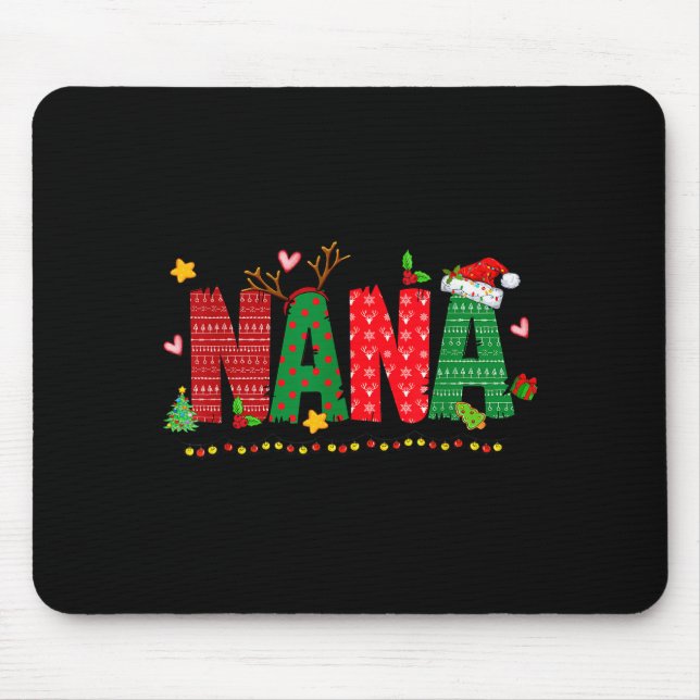 Nana Claus Christmas Lights Pajama Family Matching Mouse Mat (Front)