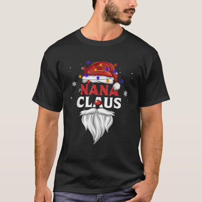 Nana Claus Christmas Lights Pajama Family Matching T-Shirt (Front)