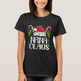 Nana Claus Christmas Lights Pajama Family Matching T-Shirt