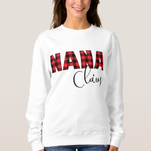 Nana Claus Grandma Women For Christmas Santa Plaid Sweatshirt