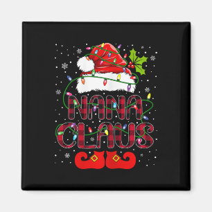 Nana Claus Merry Christmas Buffalo Plaid Santa Hat Magnet
