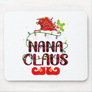 Nana Claus Merry Christmas Buffalo Plaid Santa Hat Mouse Mat