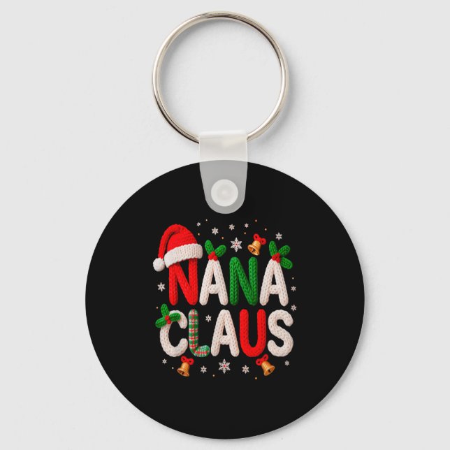 Nana Claus Santa Claus Crochet &amp; Knitting Love Key Ring (Front)