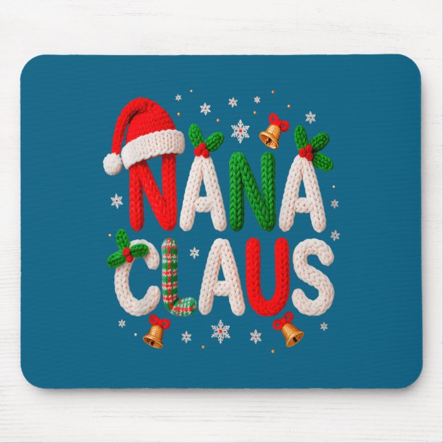 Nana Claus Santa Claus Crochet &amp; Knitting Love Mouse Mat (Front)