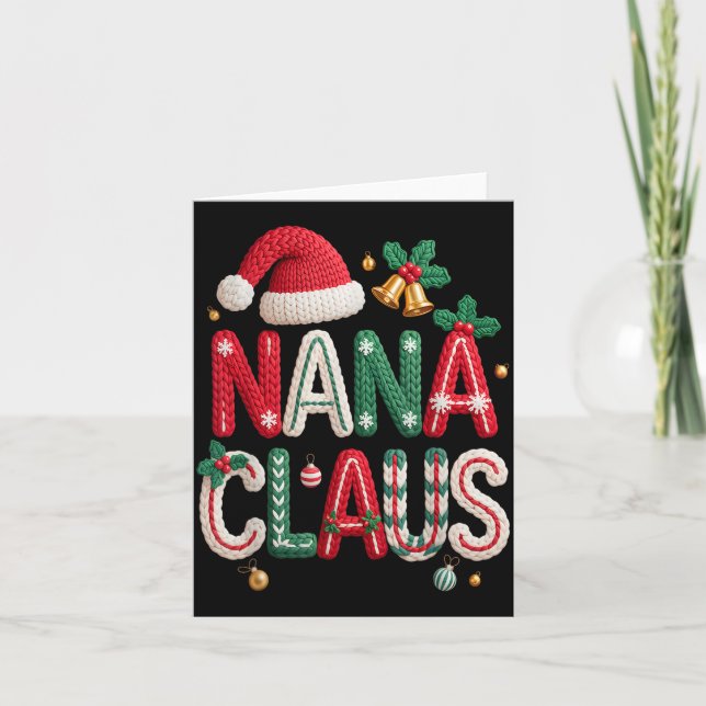 Nana Claus Santa Claus Grandma Family Matching Chr Card (Front)