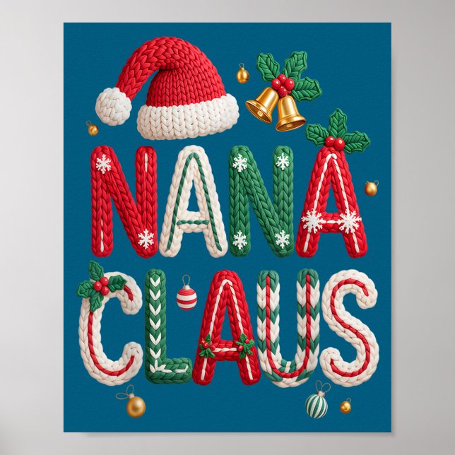 Nana Claus Santa Claus Grandma Family Matching Chr Poster (Front)