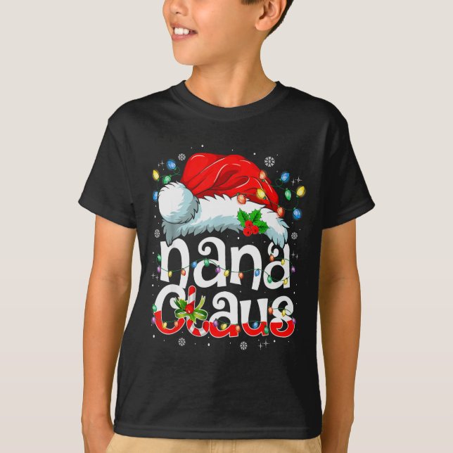 Nana Claus Shirt Christmas Lights Pajama Family Ma (Front)