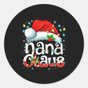 Nana Claus Shirt Christmas Lights Pajama Family Ma Classic Round Sticker
