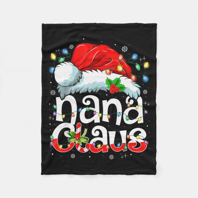 Nana Claus Shirt Christmas Lights Pajama Family Ma Fleece Blanket (Front)