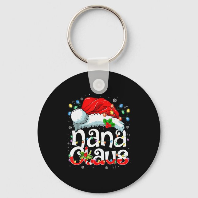 Nana Claus Shirt Christmas Lights Pajama Family Ma Key Ring (Front)