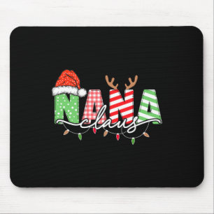 Nana Claus Xmas Christmas Lights Pajama Family Mat Mouse Mat