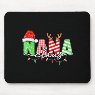 Nana Claus Xmas Christmas Lights Pajama Family Mat Mouse Mat
