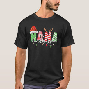 Nana Claus Xmas Christmas Lights Pajama Family Mat T-Shirt