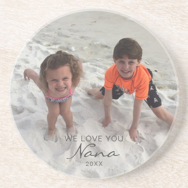 Nana Custom Grandchildren Photo  Coaster (Front)