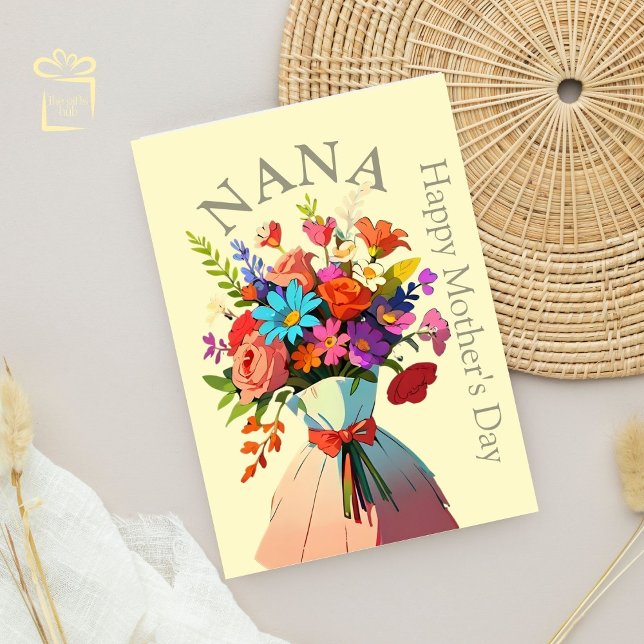 NANA Custom Vibrant Floral Photo Mothers Day Card (NANA Happy Mother's Day)