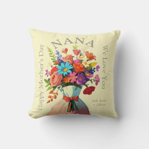 NANA Custom Vibrant Floral Photo Mothers Day Cushion
