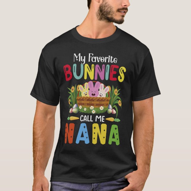 Nana Easter Bunny Happy Easter Day Grandma Mom T-Shirt (Front)