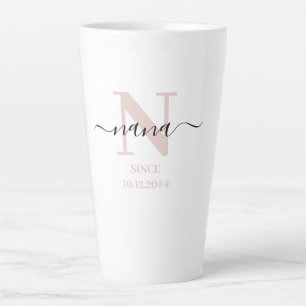 Nana Elegant Script Monogram Blush Pink Latte Mug