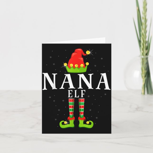 Nana Elf Christmas Matching Xmas Pajama  Card (Front)
