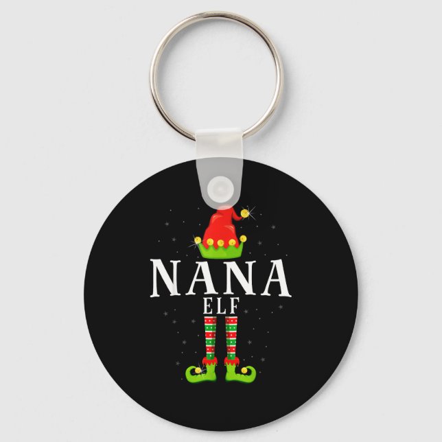 Nana Elf Christmas Matching Xmas Pajama  Key Ring (Front)