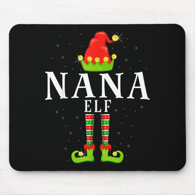 Nana Elf Christmas Matching Xmas Pajama  Mouse Mat (Front)