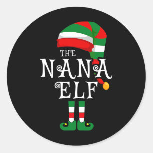 Nana Elf Family Christmas Matching Pyjamas Group X Classic Round Sticker