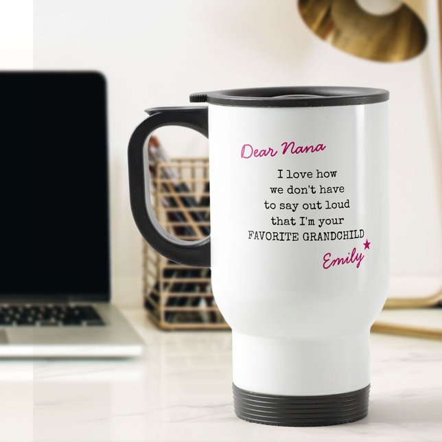 Nana Favourite Grandchild Letter Typewriter Font Travel Mug (Creator Uploaded)