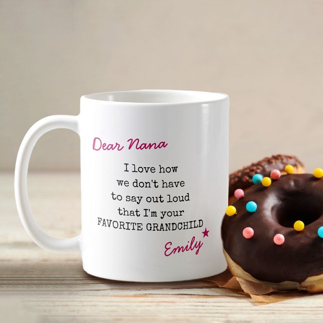 Nana Favourite Grandchild Typewriter Typography Coffee Mug (Creator Uploaded)
