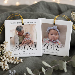 Nana First Christmas Grandchild Photo Keepsake Ceramic Ornament