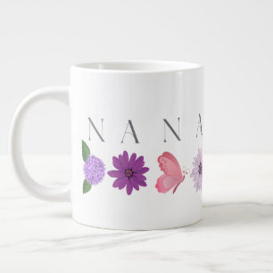 Nana Floral Butterfly, Mother’s Day Gift for her Large Coffee Mug