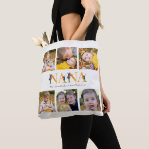 Nana Floral Custom Photo Tulips Shopping Tote Bag