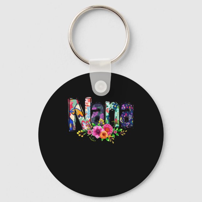 Nana Floral Cute Flowers Grandma Blessed Grandma Key Ring (Front)