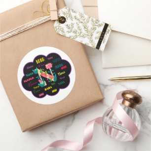 Nana Floral Flower Name Initial Classic Round Sticker